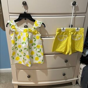 Girls Gymboree Lemon Print Top and Shorts Set